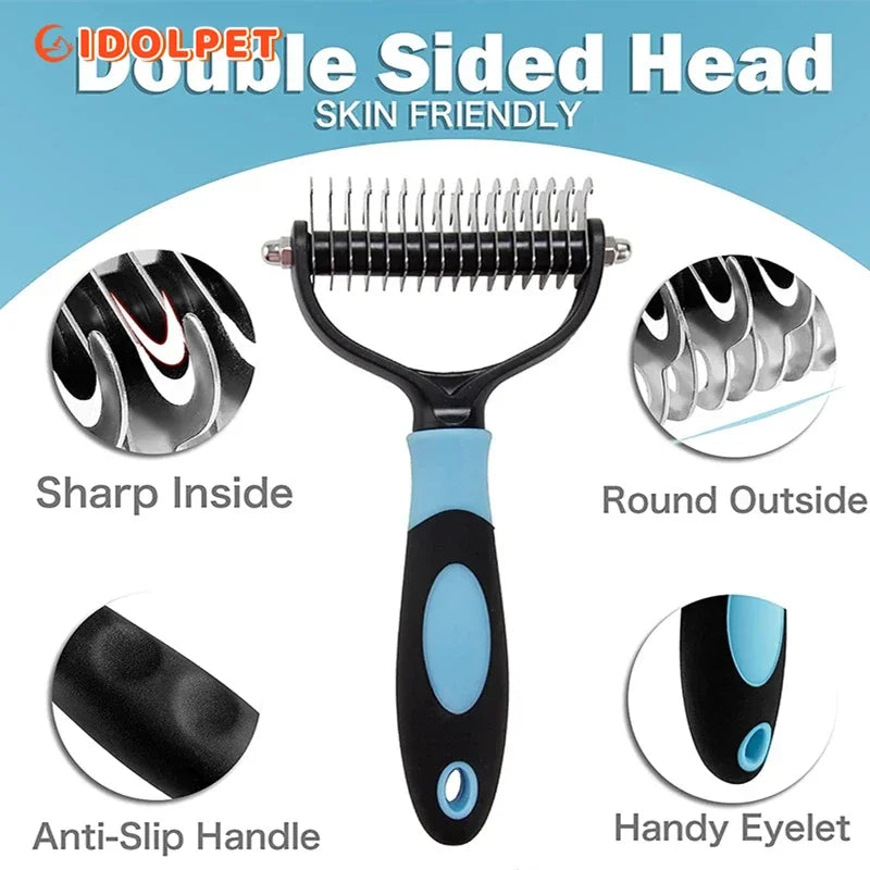 Brosse Démêlante Double Face pour Chien — Toilettage Professionnel Anti-Poils